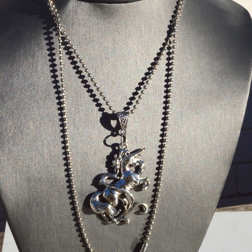 Unicorn Necklace Pendant Silver Chain Cute